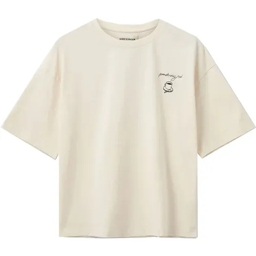 Embroidered Tee Light Sand , female, Sizes: XS, M, L, S - Sofie Schnoor - Modalova