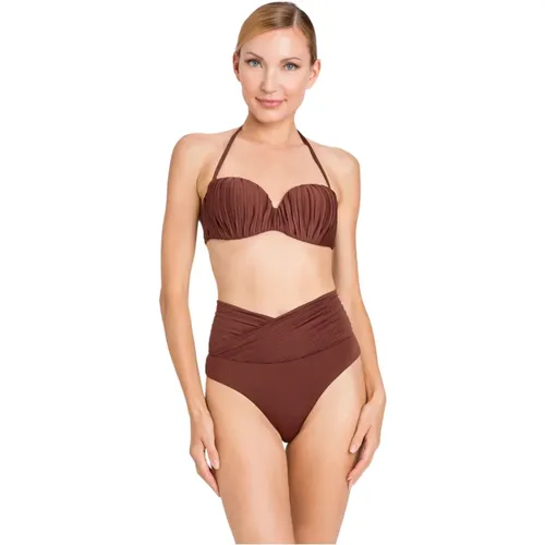 High-waisted swimsuit in solid color , female, Sizes: S, M, XL - Twinset - Modalova