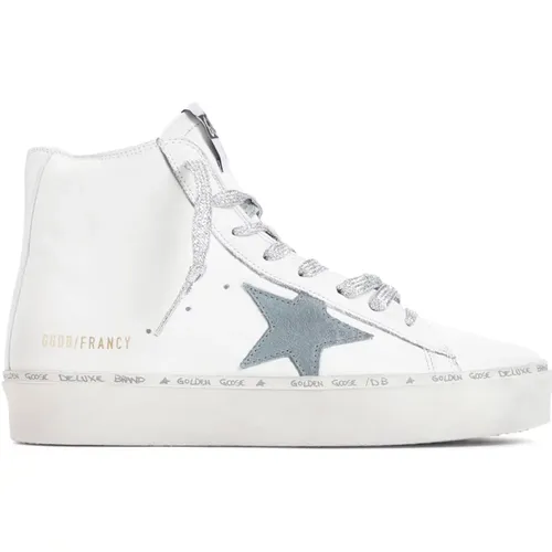 Silver Blue Hi Francy Sneakers , female, Sizes: 5 UK, 6 UK, 7 UK, 4 UK - Golden Goose - Modalova