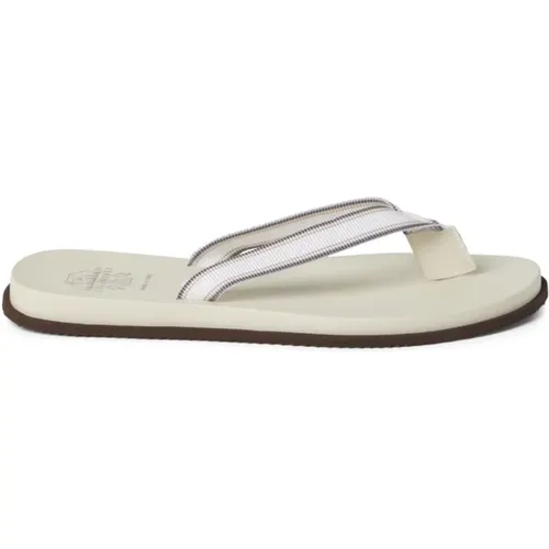 Striped White Sandals , male, Sizes: 6 UK - BRUNELLO CUCINELLI - Modalova