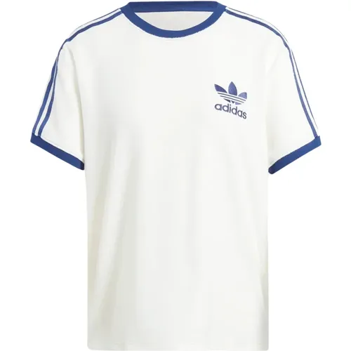 Weiße Terry T-Shirt mit 3 Streifen , Damen, Größe: XS - adidas Originals - Modalova