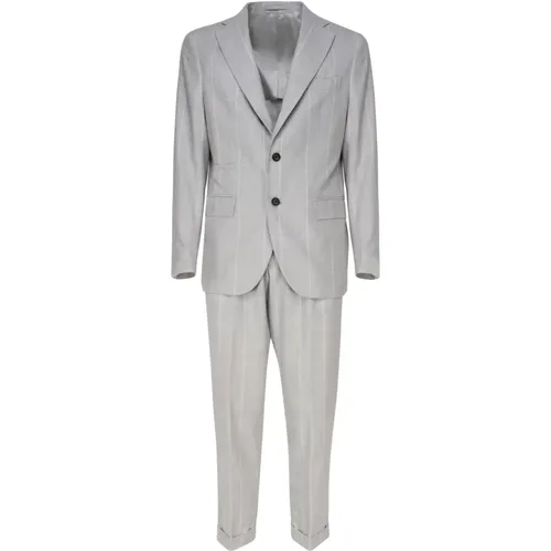 Grey Wool Suit with Peak Lapels , male, Sizes: L - Eleventy - Modalova