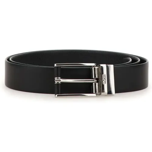 Reversible Leather Belt with Silver Buckle , male, Sizes: ONE SIZE - Hugo Boss - Modalova