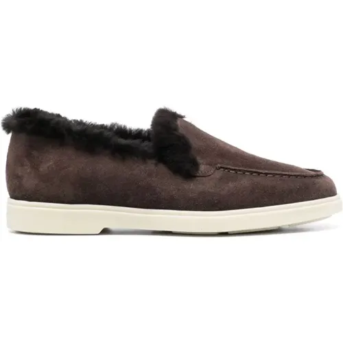 Suede Leather Loafers , female, Sizes: 3 1/2 UK - Santoni - Modalova