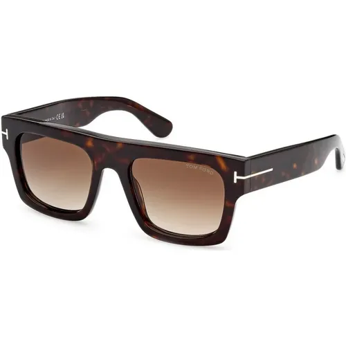 Quadratische Havana Sonnenbrille , Herren, Größe: 53 MM - Tom Ford - Modalova