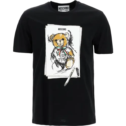 Teddy Bear Print Crew Neck T-shirt , Herren, Größe: M - Moschino - Modalova