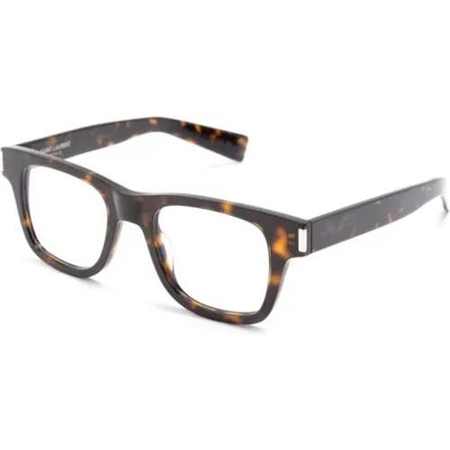 Havana Optical Frame , unisex, Sizes: 49 MM - Saint Laurent - Modalova