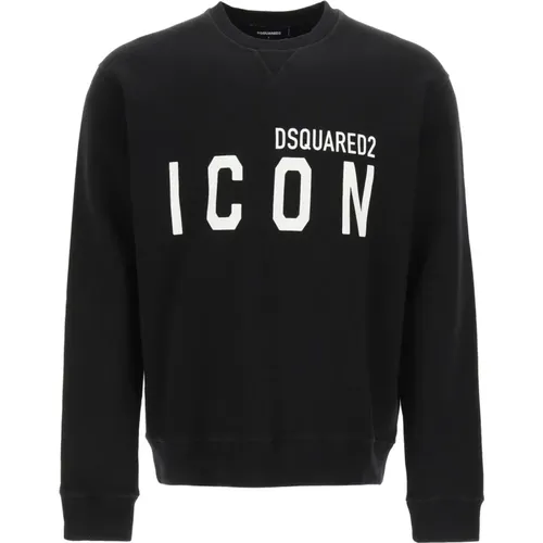 Icon Crew-neck Sweatshirt with Logo Print , male, Sizes: L, XL, M, S - Dsquared2 - Modalova