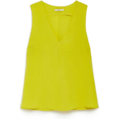 Seidenes V-Ausschnitt Tanktop , Damen, Größe: M - MALIPARMI - Modalova