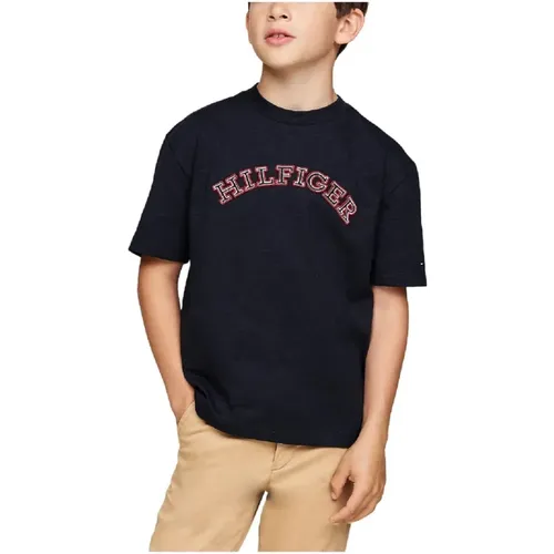 Besticktes Blaues T-Shirt - Tommy Hilfiger - Modalova