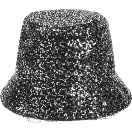 Black Sequins Veil Bucket Hat , female, Sizes: M - Maison Michel - Modalova