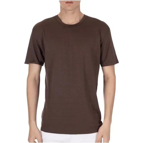 Linen T-shirt with Elastane , male, Sizes: S, L - Daniele Fiesoli - Modalova