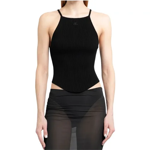 Schwarzes Rippstrick Tank Top , Damen, Größe: M - Courrèges - Modalova