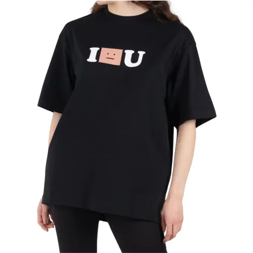Logo T-Shirt Unisex Schwarz Baumwolle , Damen, Größe: M - Acne Studios - Modalova