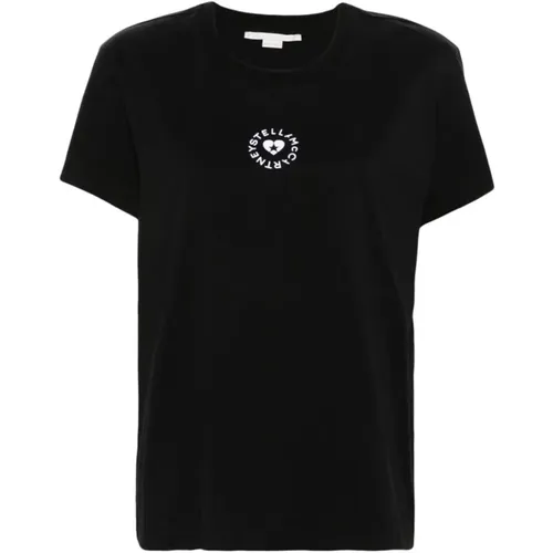 Schwarzes Mini Heart T-Shirt , Damen, Größe: L - Stella Mccartney - Modalova