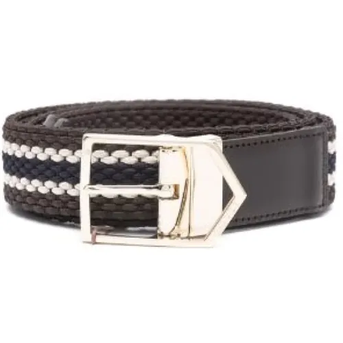 Leather Belt with Striped Design , male, Sizes: 105 CM, 95 CM, 100 CM, 110 CM, 90 CM - Canali - Modalova