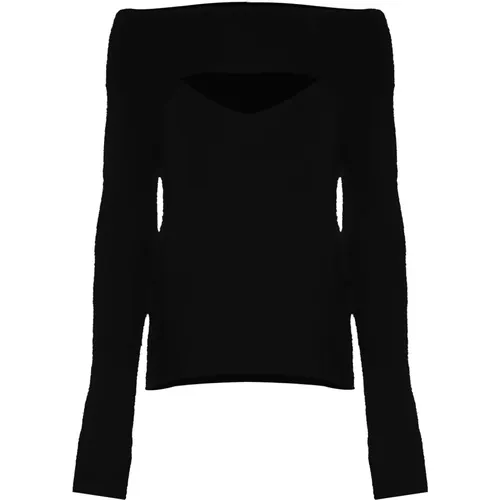 Mohair Wolle Cut-Out Ausschnitt Pullover , Damen, Größe: L - Kocca - Modalova