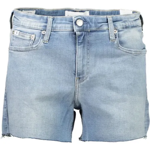 Hellblaue Baumwoll-Jeansshorts mit Logo , Damen, Größe: W28 - Calvin Klein - Modalova