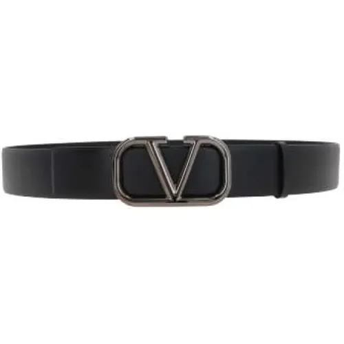 Smooth Leather Belt with VLogo Signature Buckle , male, Sizes: 105 CM, 85 CM, 100 CM, 95 CM, 90 CM - Valentino Garavani - Modalova