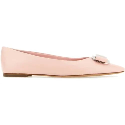 Rosa Leder Ballerinas , Damen, Größe: 36 1/2 EU - Salvatore Ferragamo - Modalova