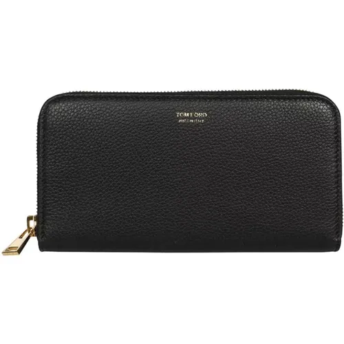 Leather ziparound wallet , male, Sizes: ONE SIZE - Tom Ford - Modalova