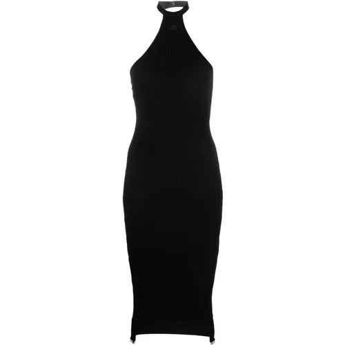 Schwarzes Strickkleid mit Glitzerdetails , Damen, Größe: XS - Courrèges - Modalova