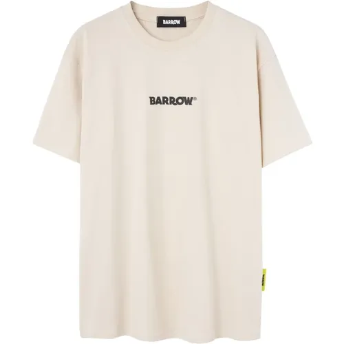 Bedrucktes Hemd,Braunes Baumwoll-T-Shirt mit Logo-Print,Natürliches Baumwoll-Crew-Neck-T-Shirt - Barrow - Modalova