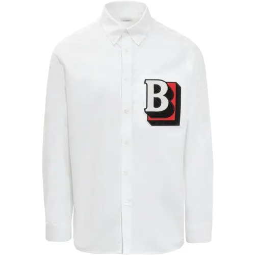 Cotton Shirt with Embroidered Details , male, Sizes: 2XS - Burberry - Modalova