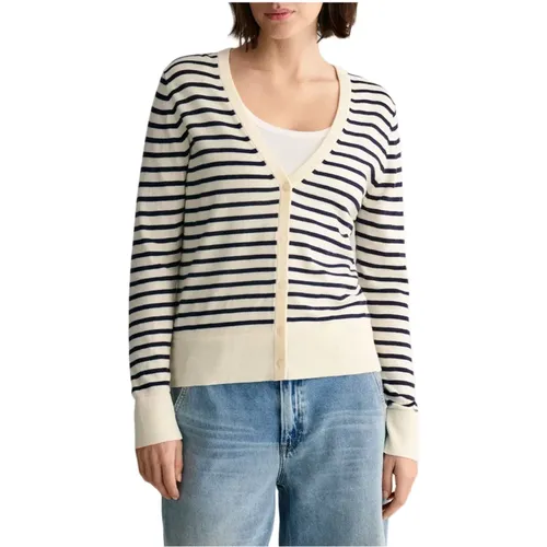 Striped Knit Cardigan , female, Sizes: M, L, S - Gant - Modalova