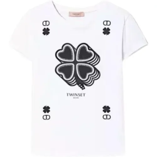 Lucky Clover Print T-shirt , female, Sizes: L - Twinset - Modalova