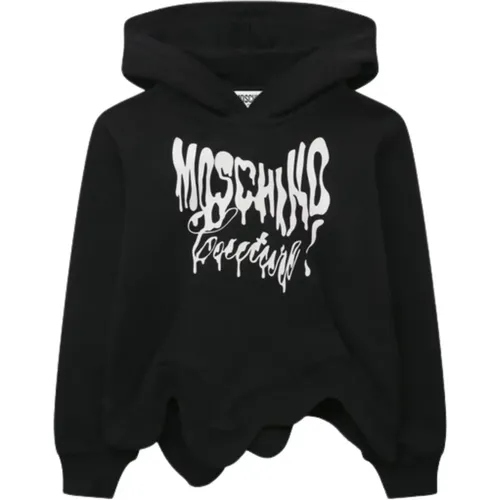 Schwarzer Hoodie Pullover Logo-Druck - Moschino - Modalova