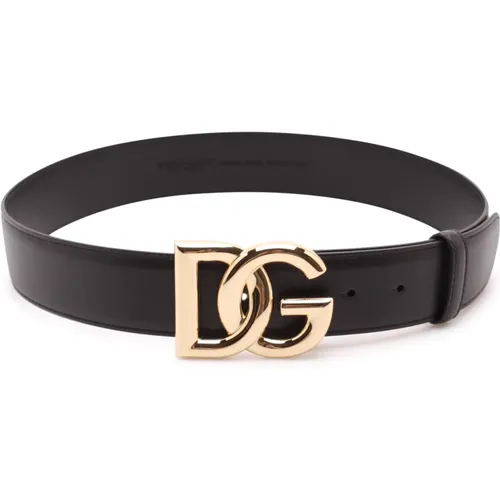 Crossed 'Dg' Logo Leather Belt , female, Sizes: 80 CM - Dolce & Gabbana - Modalova
