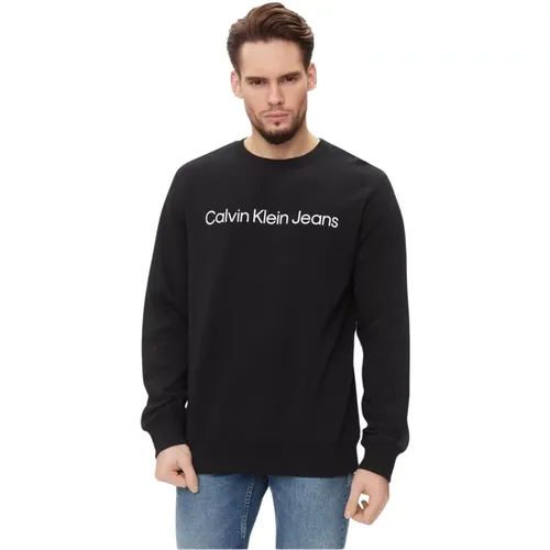 Printed Logo Cotton Sweatshirt , male, Sizes: L, XL - Calvin Klein - Modalova