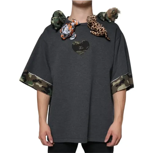 T-Shirt mit Tarnmuster und Tierakzenten - Dolce & Gabbana - Modalova