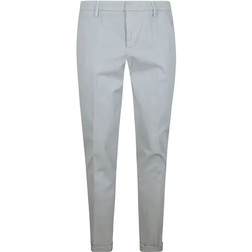 Grey Cotton Blend Trousers for Men , male, Sizes: W29, W33, W35, W40, W38, W30 - Dondup - Modalova