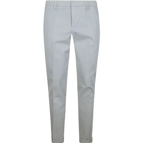 Grey Cotton Blend Trousers for Men , male, Sizes: W40, W30 - Dondup - Modalova