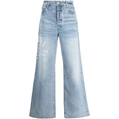 Jeans mit besticktem Logo und weitem Bein - Amiri - Modalova