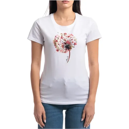 Printed Rhinestone T-shirt , female, Sizes: L - Liu Jo - Modalova