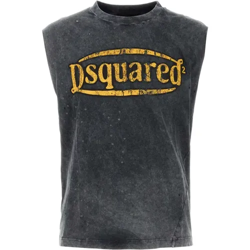 Dunkelgraues Baumwolltanktop , Herren, Größe: 2XL - Dsquared2 - Modalova