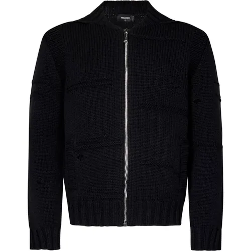 Knit Zip-Up Cardigan Aw24 , male, Sizes: S, L - Dsquared2 - Modalova