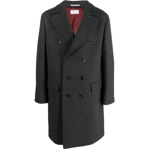 Grey Double-Breasted Coat for Men , male, Sizes: XL, L - BRUNELLO CUCINELLI - Modalova