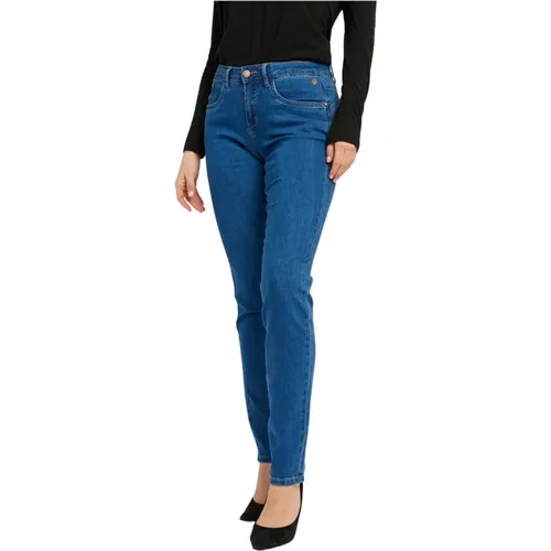 Indigo Denim Straight Leg Jeans , Damen, Größe: W25 L30 - Cream - Modalova