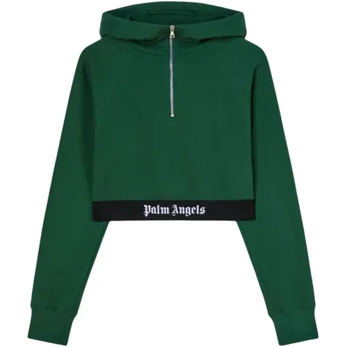 Logo Tape Zip Hoody in , female, Sizes: M, S, XS - Palm Angels - Modalova