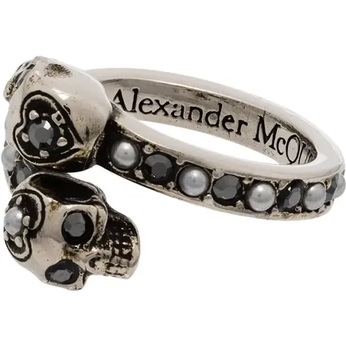 Skull Wrap-Around Ring with Pearls , female, Sizes: 52 MM - alexander mcqueen - Modalova