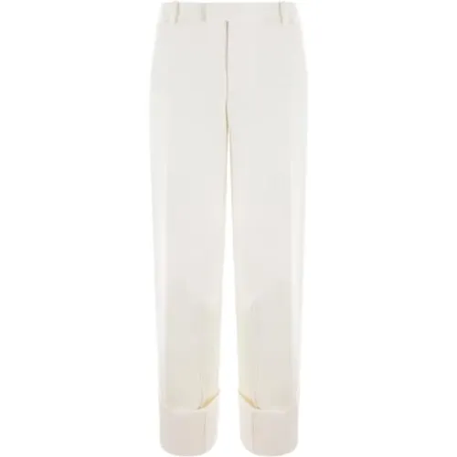 Straight Leg Trousers in Ivory Grain de Poudre , female, Sizes: 2XS, XS - Bottega Veneta - Modalova