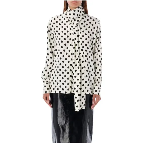 Bluse mit Polka Dots aus Satin Off - MSGM - Modalova