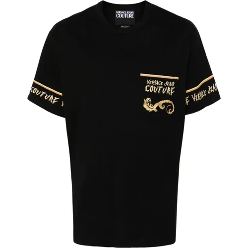 Schwarze T-Shirts und Polos ***cv , Herren, Größe: L - Versace Jeans Couture - Modalova