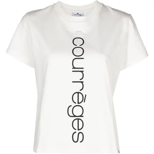 Weißes Logo Besticktes Jersey-Top , Damen, Größe: 2XL - Courrèges - Modalova
