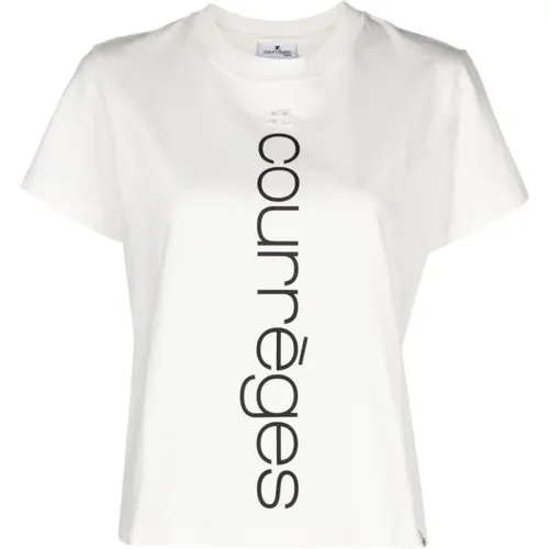 Weißes Logo Besticktes Jersey-Top , Damen, Größe: XL - Courrèges - Modalova