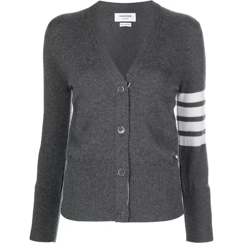 Grey Knitted Cardigan with Athletically-Inclined Detailing , female, Sizes: S - Thom Browne - Modalova